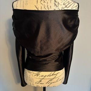 Express Off the Shoulder Metallic Long Sleeve Black Top Size S